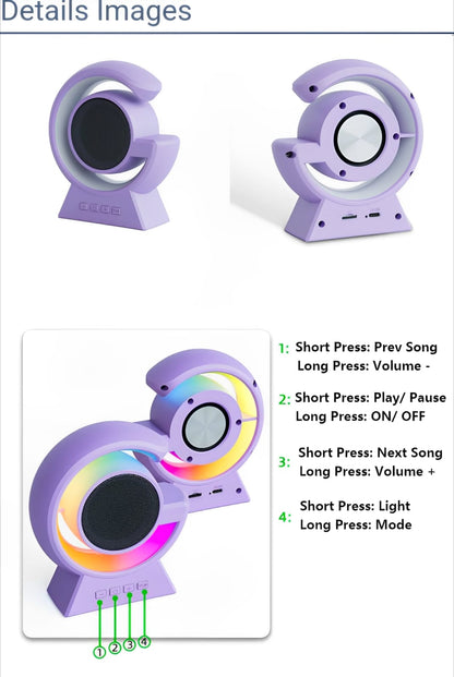 BX-39 Mini G Wireless Speaker With RGB Light & Wireless Charging