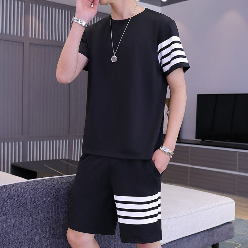 Black Color Trendy LINE Printed Tracksuit For Men
