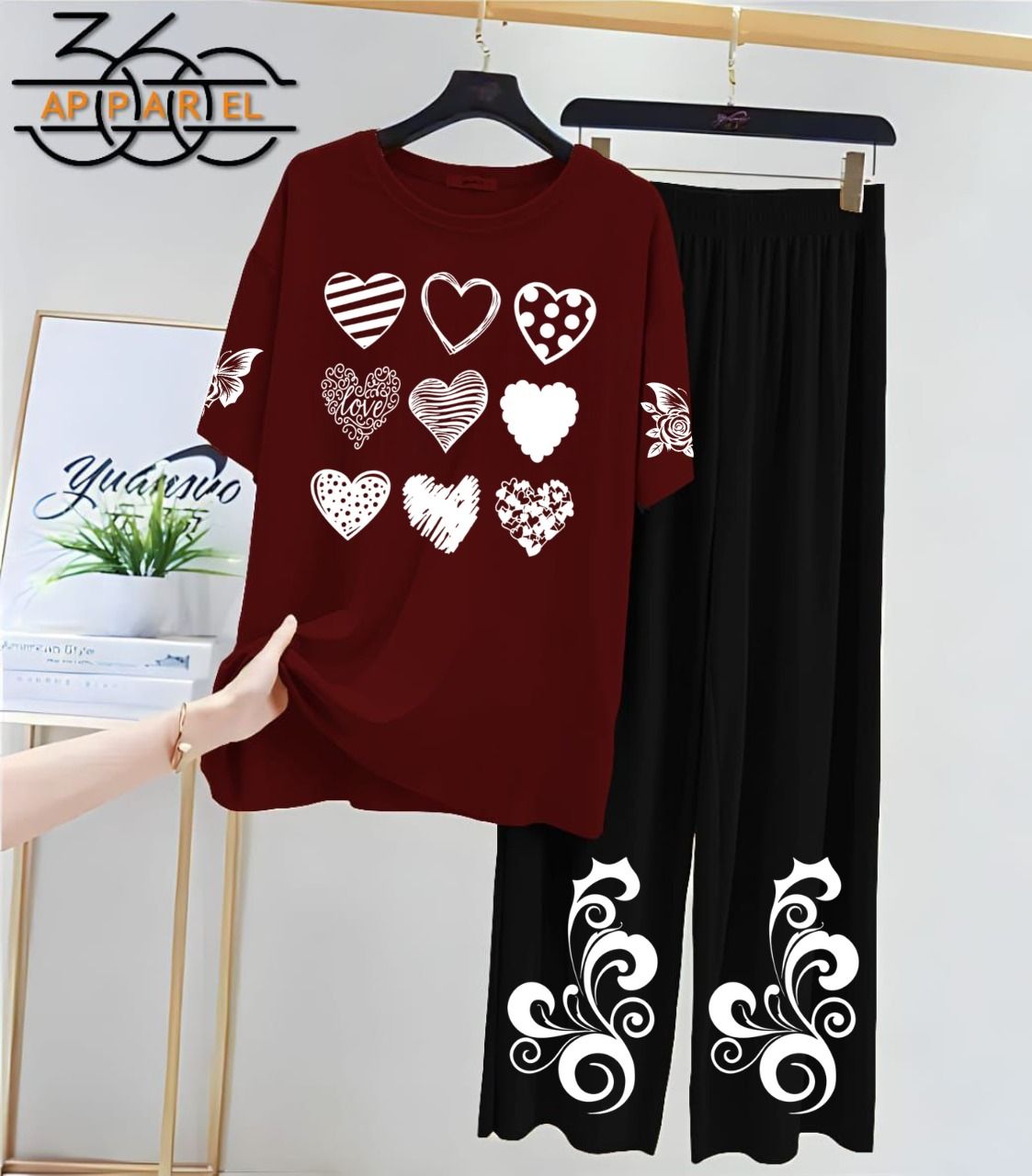 Black Women Printed Night Suit Fabric Jersey